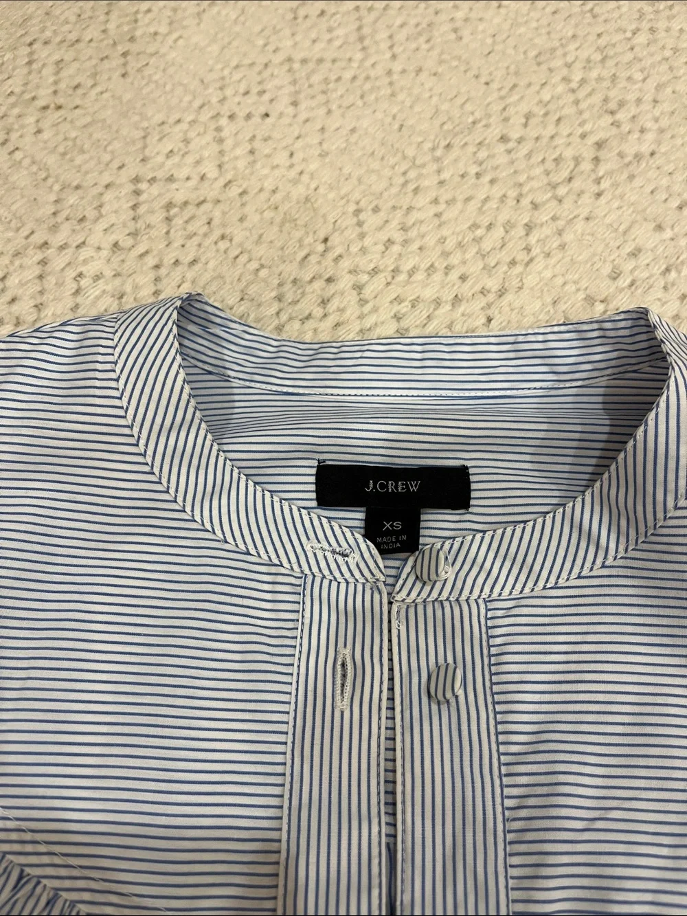 J. Crew Blue & White Striped Puff-Sleeve Blouse